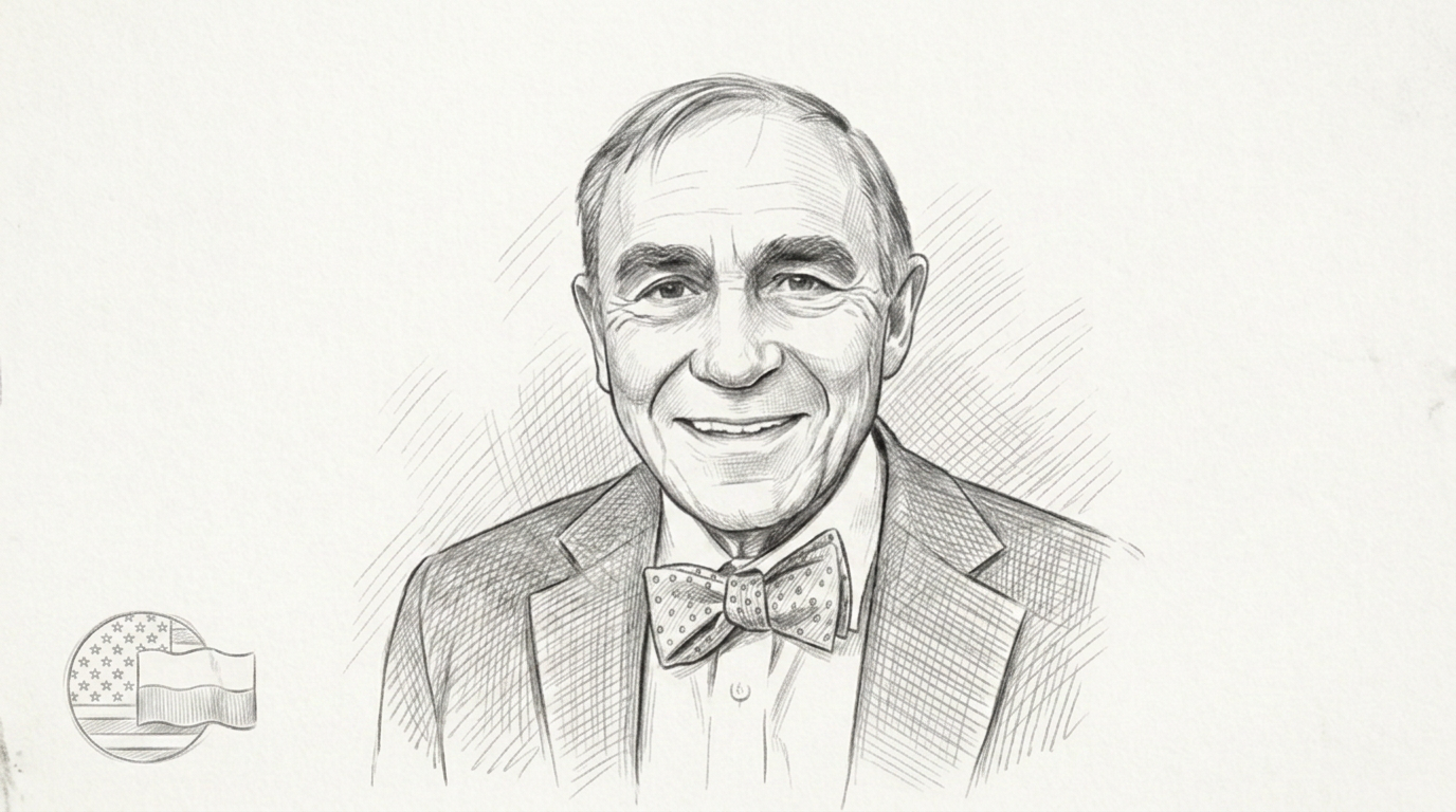Pencil illustration of Dr. Piotr Moncarz, retired Stanford University professor